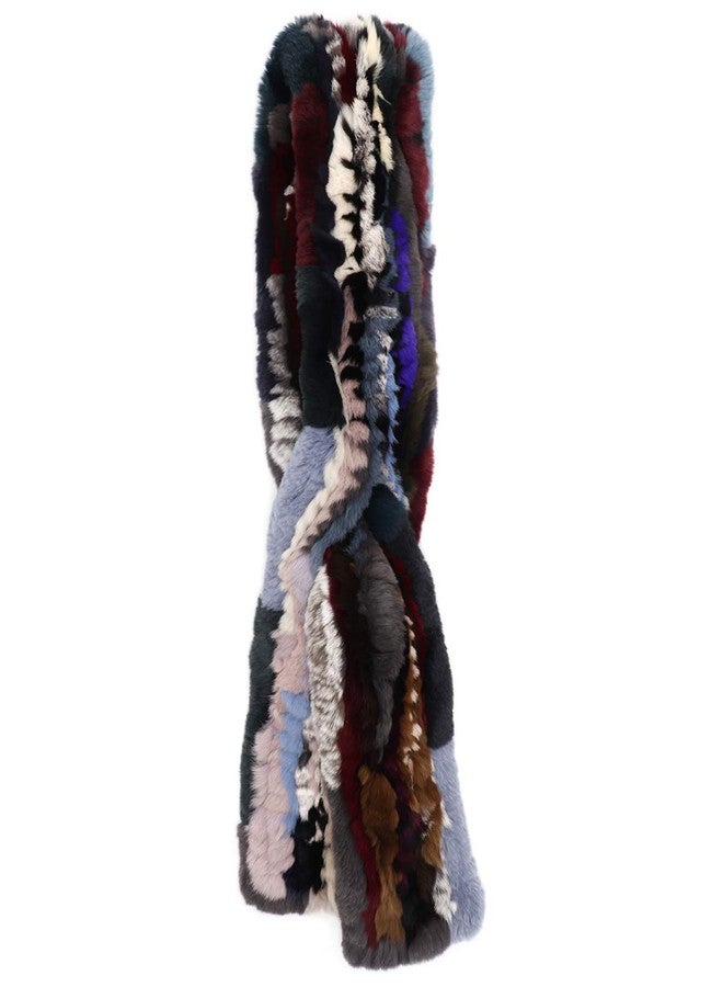 surell 50" Long Rex Rabbit Pull-Through Scarf - Womens Neck Trim Scarf - Winter Collar Wrap (Multi) - Image 1